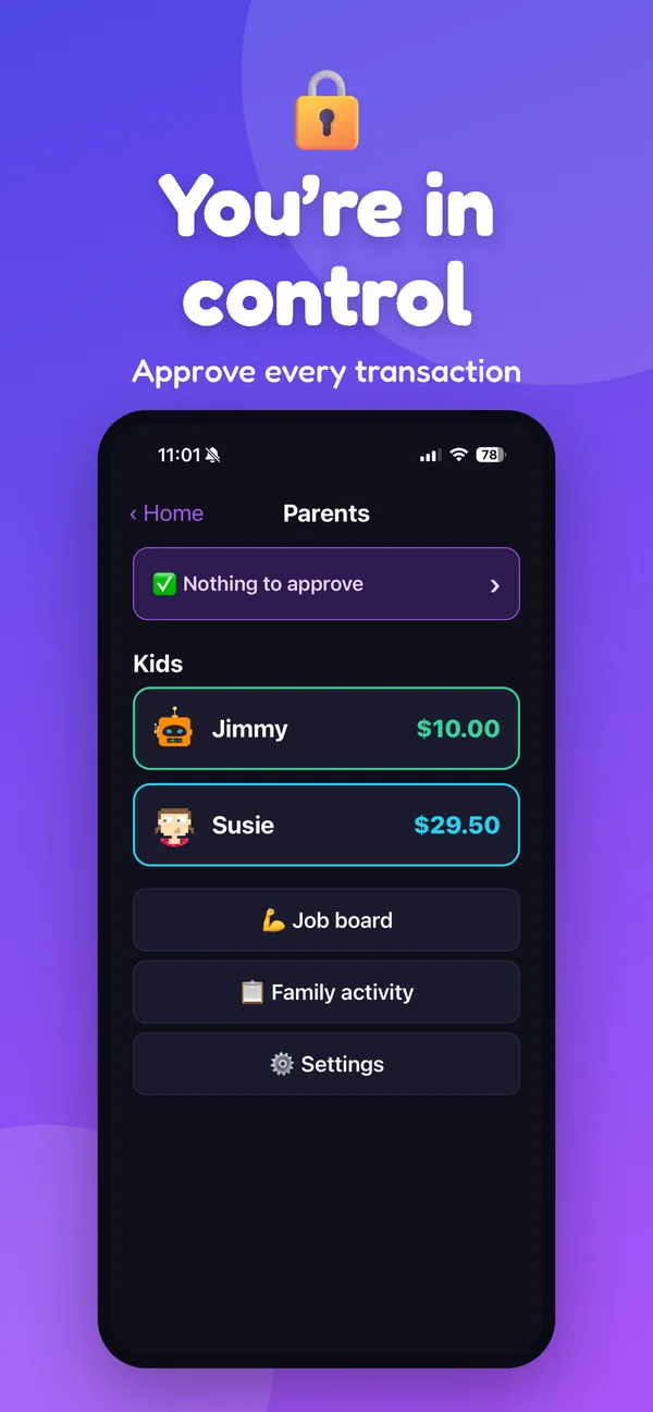 Parent controls — approve every transaction